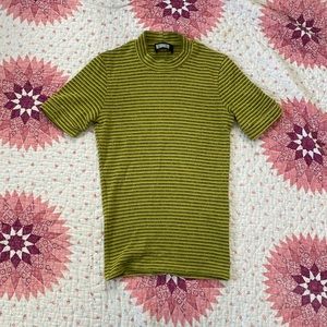 Reformation Sparkly striped mock neck top